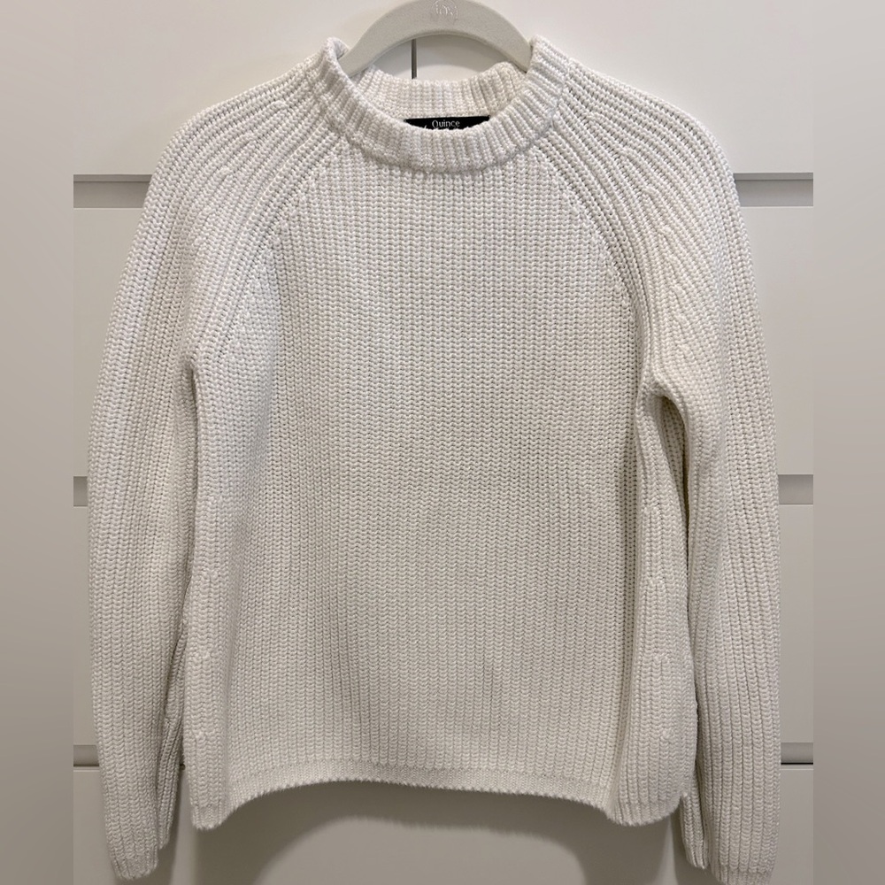 Quince Fisherman Cotton Sweater Size Small Ivory